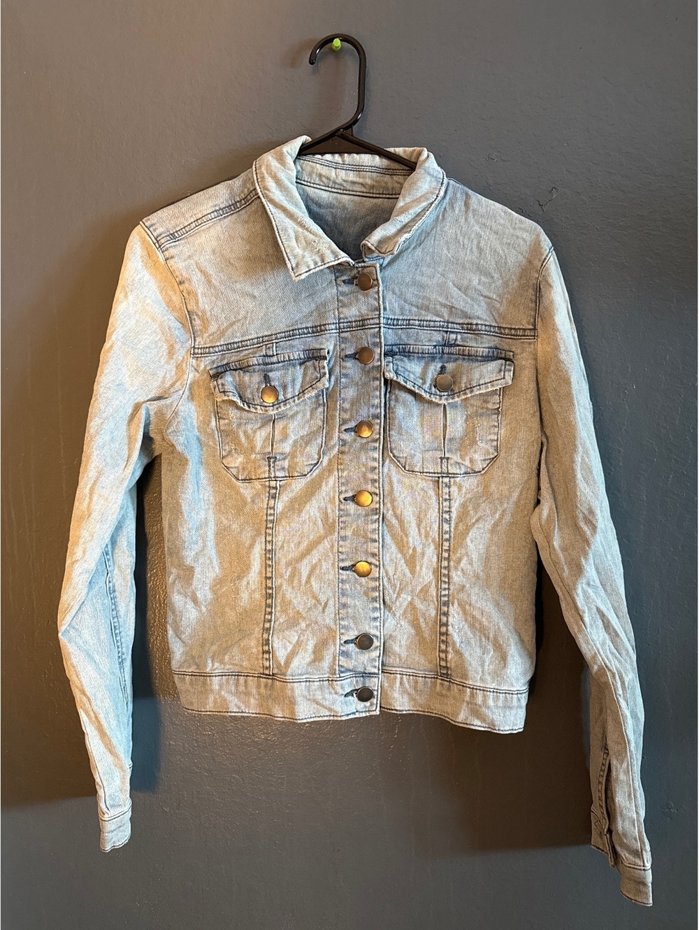 Light Wash Denim Jacket with Button Front